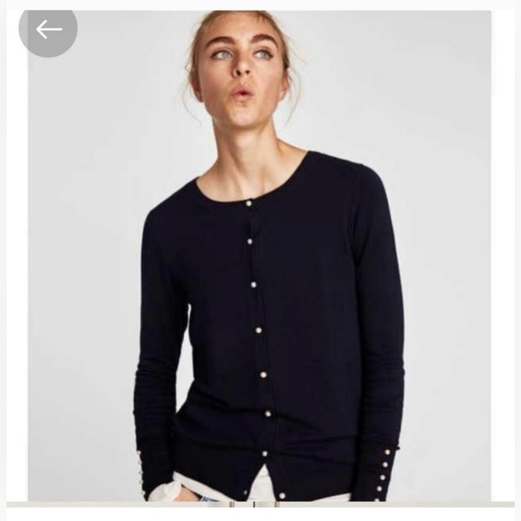 ZARA KNIT Red Pearl Button Cardigan Sweater - Coral Red Size S - Picture 8 of 10